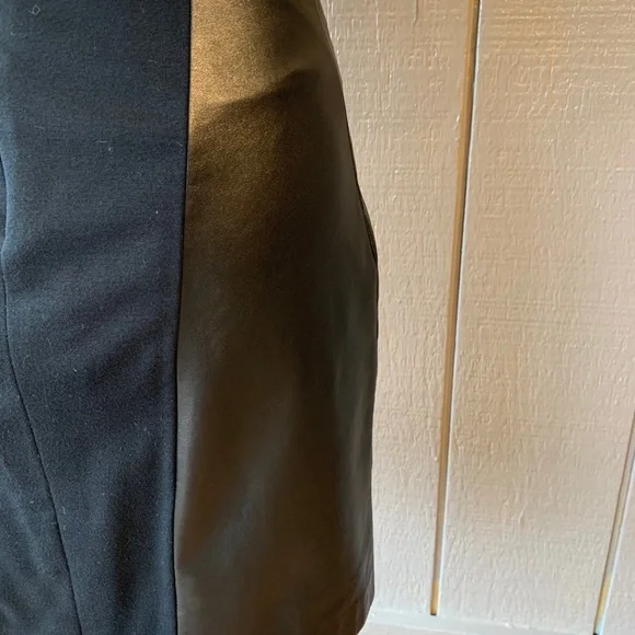 Ivory Blouse with Black Leather Skirt Dress - Picture 10 of 16